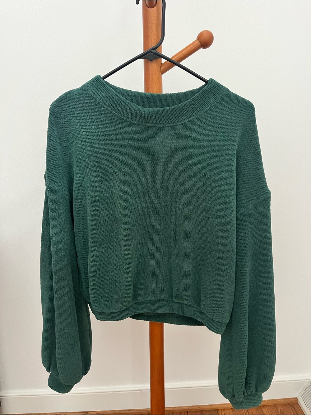 Free People FP Beach Green Cropped Balloon Sleeve Sweater XS/S